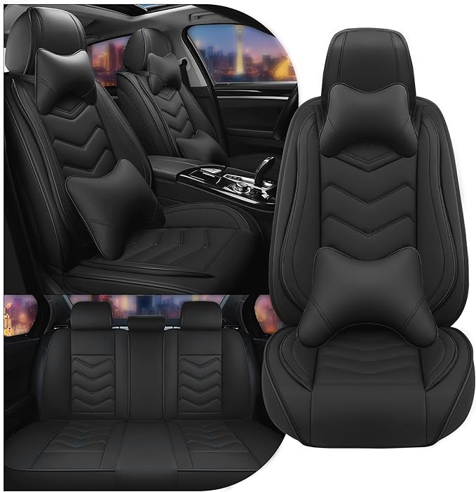 CTDS Car Seat Covers for Toyota Corolla 2000-2026, Stylish Sport Seat Cover, Premium Nappa Leather Car Seat Cover. Automobile Seat Covers Sets.(Luxury 5 Seats/Pure Black)
