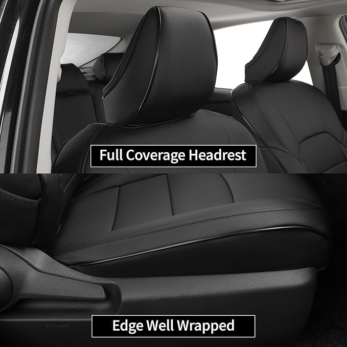 EKR Camry Car Seat Covers for Toyota Camry Hybrid LE,XLE 2012-2017 & Hybrid SE 2015-2017,Waterproof Leather Car Seat Cover Full Set for Trucks SUV-Faux Leather (Black)