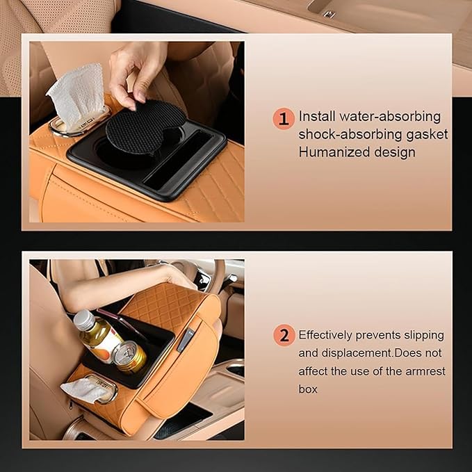 Car Armrest Cushion for Honda Civic 2012 2013 2014 2015, Leather Arm Rest Cover Center Console Armrest Pillow Armrest Storage Box Pad Multifunctional Accessories Interior Organizers