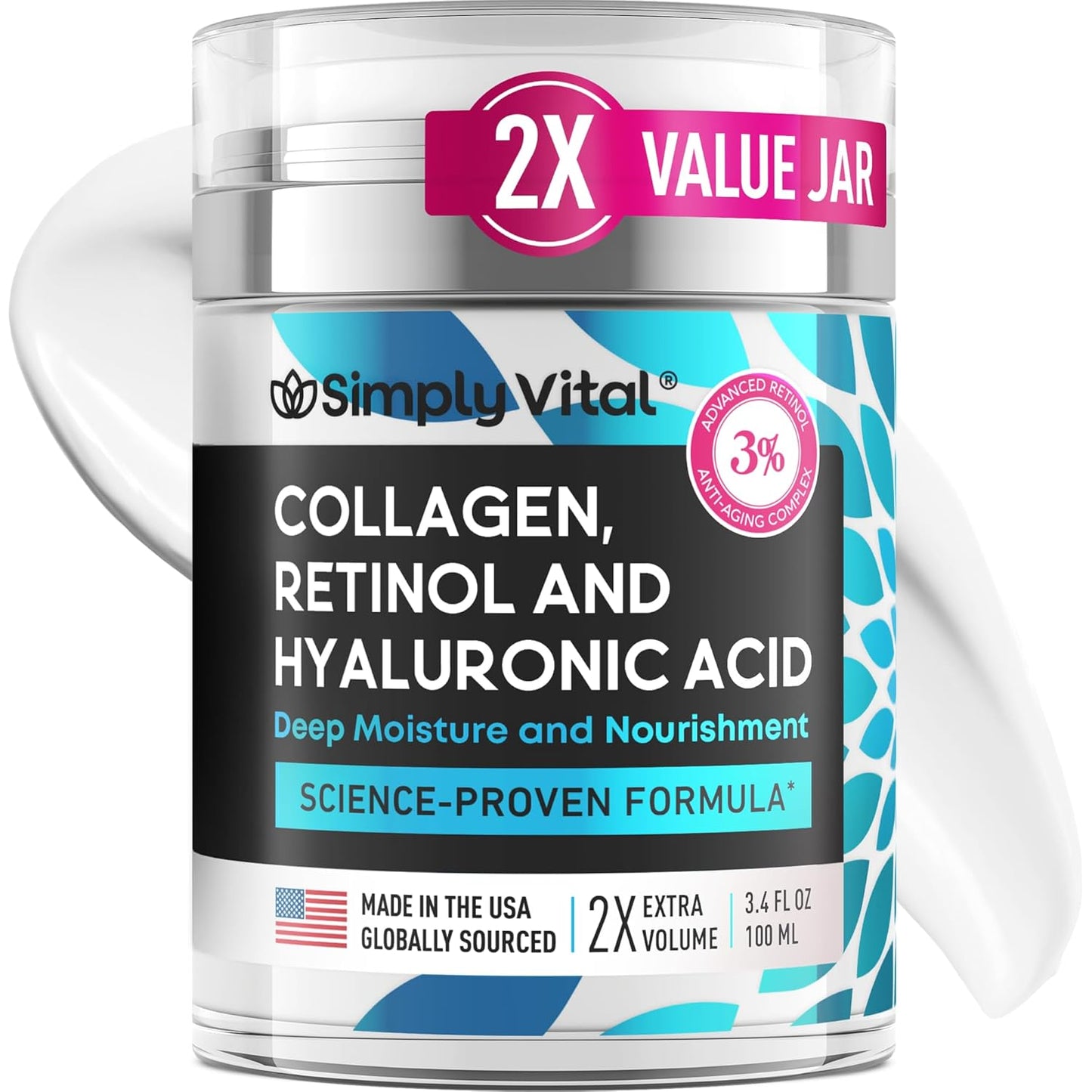 Anti-Aging Collagen & Retinol Cream | Firming Moisturizer for Face & Neck - 1.7 fl. oz.