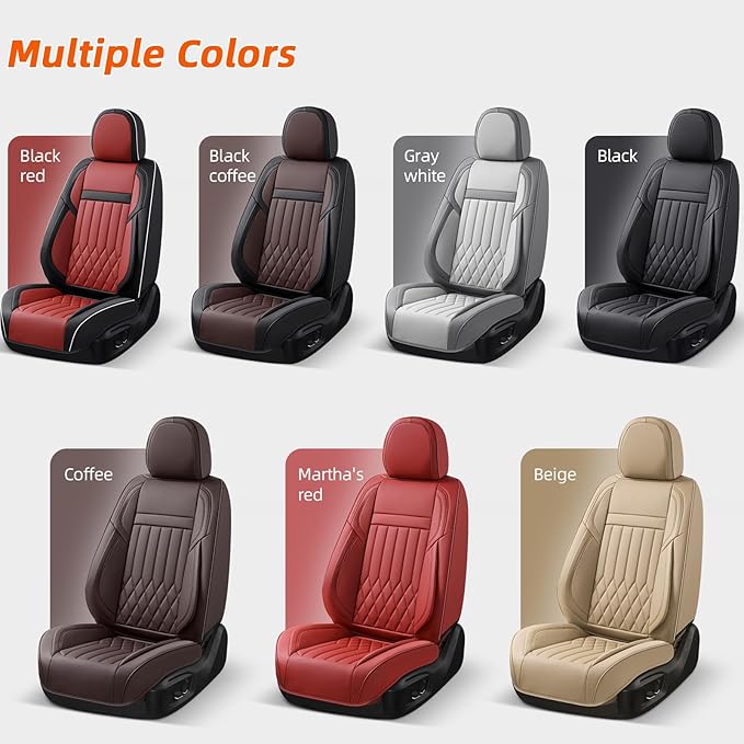 KEYOOG Universal 5-Seater Waterproof Breathable Nappa Leather Car Seat Covers Full Set, Compatible with Toyota Corolla Camry, Lexus LS400, Nissan Rogue, Fit Front Rear Seats Most Sedans SUV- Gray