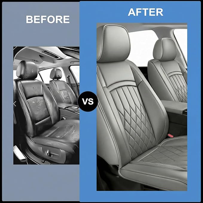 Fit Elantra Car Seat Covers for Hyundai Elantra 2017-2025 2026 - Premium Leather, Waterproof, All-Weather, Airbag Compatible, Anti-Slip, Breathable, Seat Protectors, Full Set, Gary