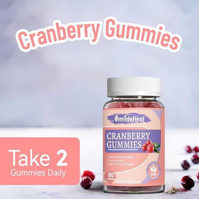 Cranberry Gummies 1000mg, Cranberry Supplements for Women, with D-Mannose 250mg, Womens Probiotic Gummies, Urinary Tract Health, Cranberry Flavor, NO GMOs, 60 Count