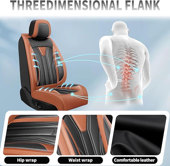 Fit Altima Car Seat Covers Compatible with Nissan Altima 2011-2025 2026 - Premium Leather， Waterproof Breathable， All-Weather Seat Cushion Protecto&Airbag Compatible (2 Front Seat Brown&Black)