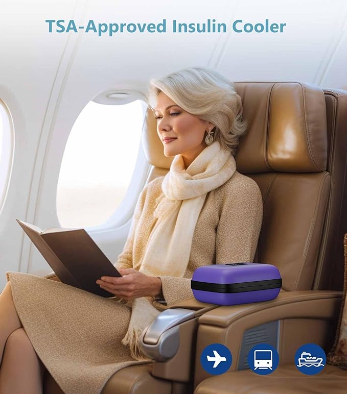 Insulin Cooler Travel Case with Temperature Display, TSA Approved Diabetic Cooling Bag for Insulin Pens and Supplies, Refrigerated Medicine Organizer with 2 Ice Packs