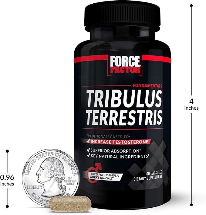 FORCE FACTOR Tribulus Terrestris for Men, 3-Pack, Tribulus Testosterone Booster for Men, Male Vitality Supplement, Tribulus Extract & Natural Ingredients for Superior Absorption, 1000mg, 180 Capsules