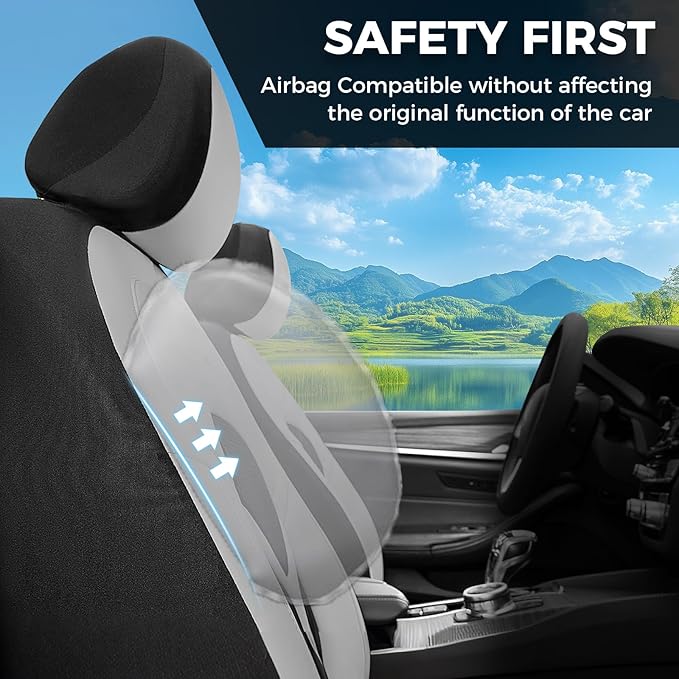 FLORICH Car Seat Covers Front Seat, Universal Seat Cover 2 Seats, Automotive Seat Covers with Mesh Leather, Waterproof Car Seat Protector, Breathable Car Seat Cushion for Most Car SUV Truck, Gray