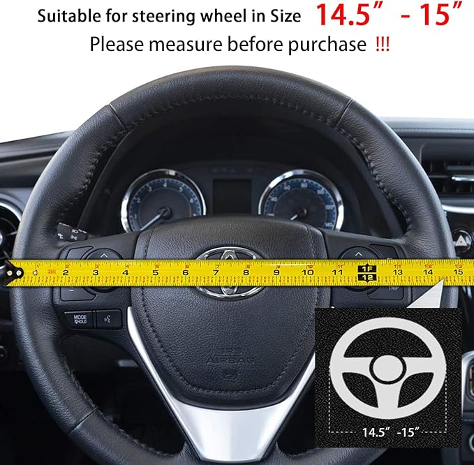 Suede Steering Wheel Cover,Compatible with Ford Edge Escape Fusion Explorer Focus Expedition Mustang SuedeSport Non-Slip Wheel Cover Car Interior Accessories 15 inch for Man and Women