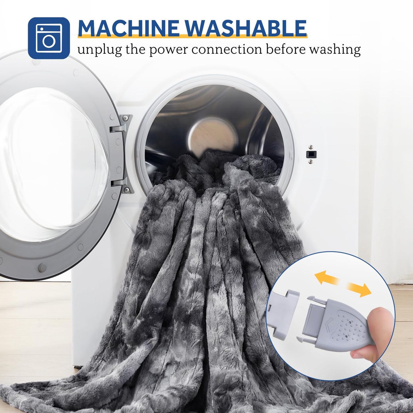 Sealy Electric Blanket Heated Throw, Faux Fur Heating Blanket with 6 Heat Settings & 2-10 Hours Auto Shut Off, Fast Heating & ETL Certification, 50x60 Inch, Grey