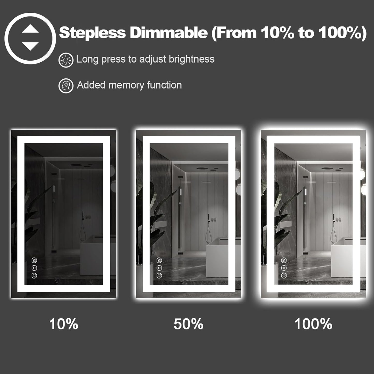 Amorho LED Bathroom Mirror 32"x 32" with Front and Backlight, Stepless Dimmable Wall Mirrors with Anti-Fog, Shatter-Proof, Memory, 3 Colors, Double LED Vanity Mirror(Horizontal/Vertical)