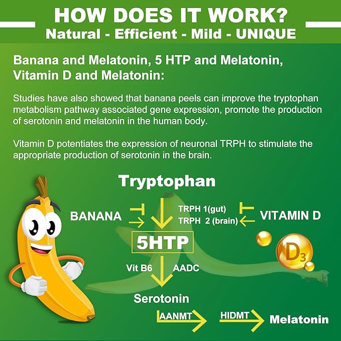 5-HTP GABA Gummies - Melatonin Free Calm & Relaxation Gummies w/Banana Extract, L-Theanine, L-Tryptophan, Omega-3-6-9 for Health Rest Cycle & & Circadian Rhythm, Natural Zzzs, Brain Relax (Pack of 2)