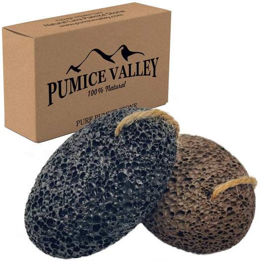 Pumice Stones For Feet - Natural Black Brown Earth Lava Stones Pack Of 2 - Callus Corn Remover For Feet Heels And Palm - Pedicur