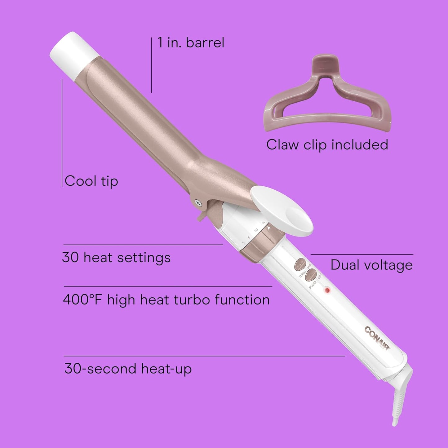 Conair Double Ceramic 1.5-Inch Curling Iron | Soft Waves for Medium/Long Hair