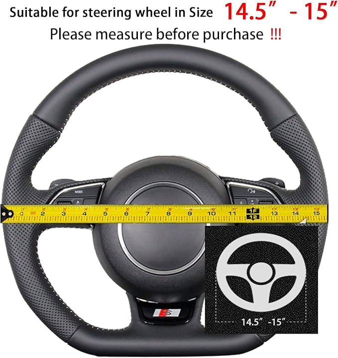 Suede D Shape Steering Wheel Cover,Compatible with Tesla Model S Model Y Model X Suede Leather Sport Non-Slip Wheel Cover Car Interior Accessories 15 inch for Man and Women