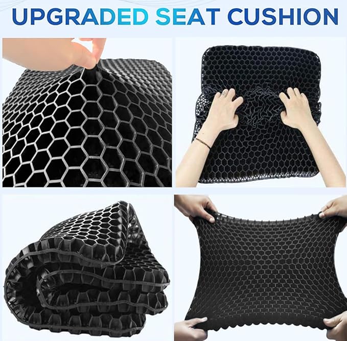Gel Wheelchair Seat Cushion for Long Sitting, Extra Large & Thick Seat Cushion with Non-Slip Cover - Coccyx, Sciatica & Back Pain Relief - Wheelchair Cushions - Office Chair Car Seat Cushion