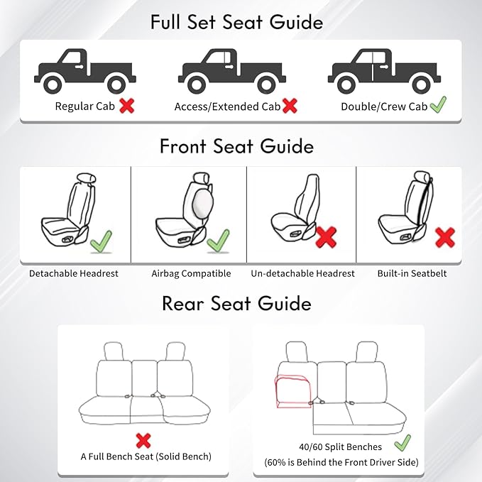 Huidasource Tacoma Seat Covers Full Set, Nappa Leather Pickup Seat Cushion Cover Fit for Toyota Tacoma 2024-2026 Double&Crew Cab SR SR5 Limited TRD Sport/Off Road Trailhunter (Full Set/Black&White)