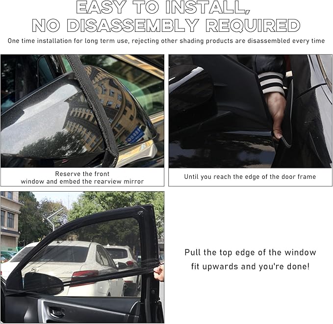 2 PCS Window Shades, Auto Front Rear Side Sun Shades for Block Heat & UV Protection, Breathable Mesh Baby Screen Covers, Universal Car Accessories (Front)