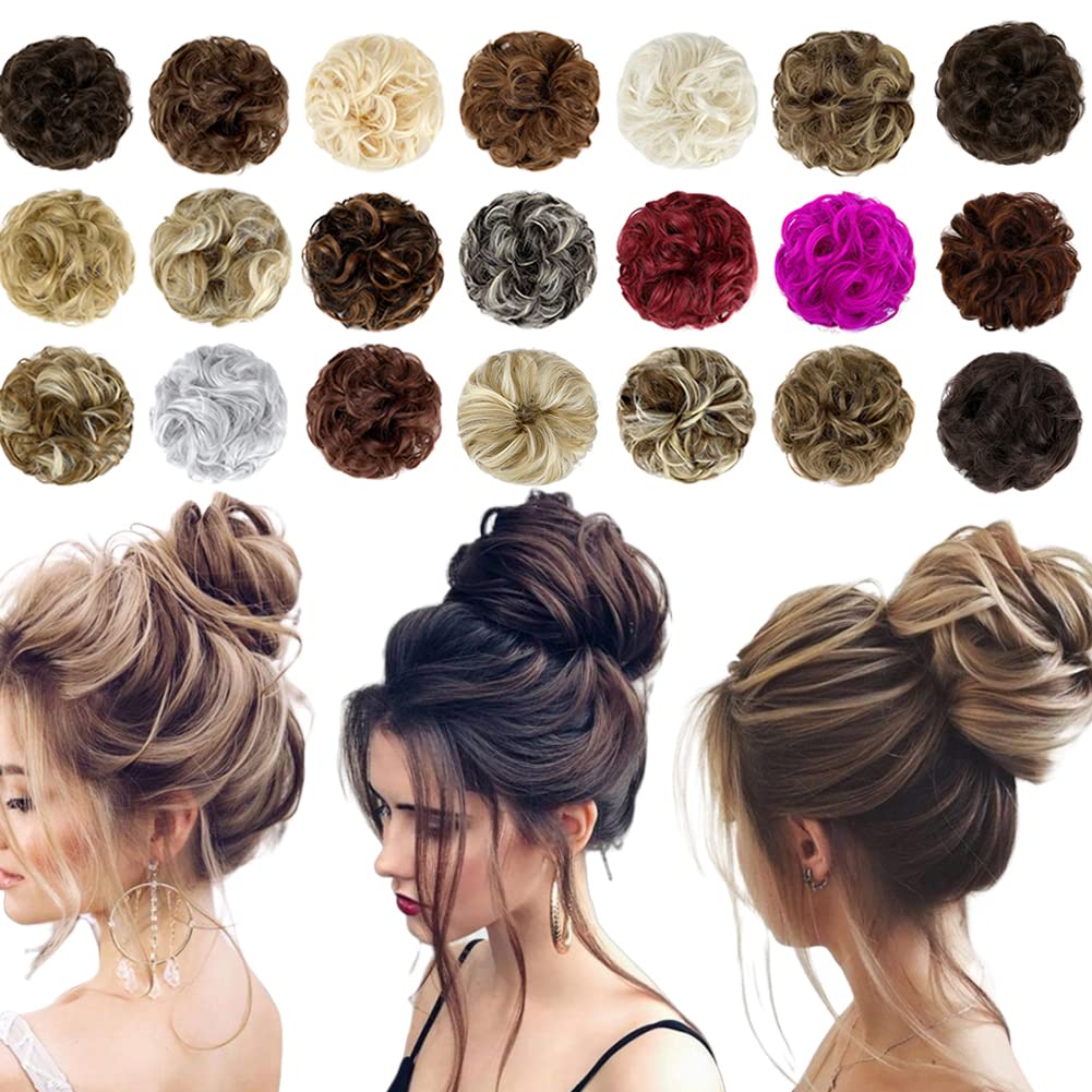 Qunlinta Messy Bun Hair Piece Hair Bun Thick Updo Scrunchies Hair Extensions Ponytail Hair Pieces For Women Girls Platinum Blond