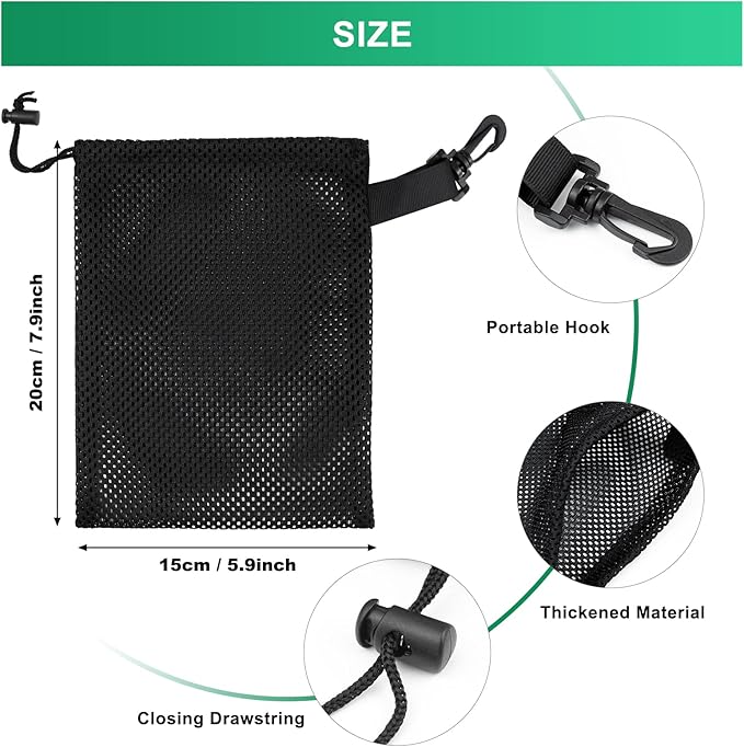 20 PCS With Clips Mesh Drawstring Bags, Portable Nylon Storage Bags for toy,Sports Storage,Outdoor activities etc. (5.9x7.9in)