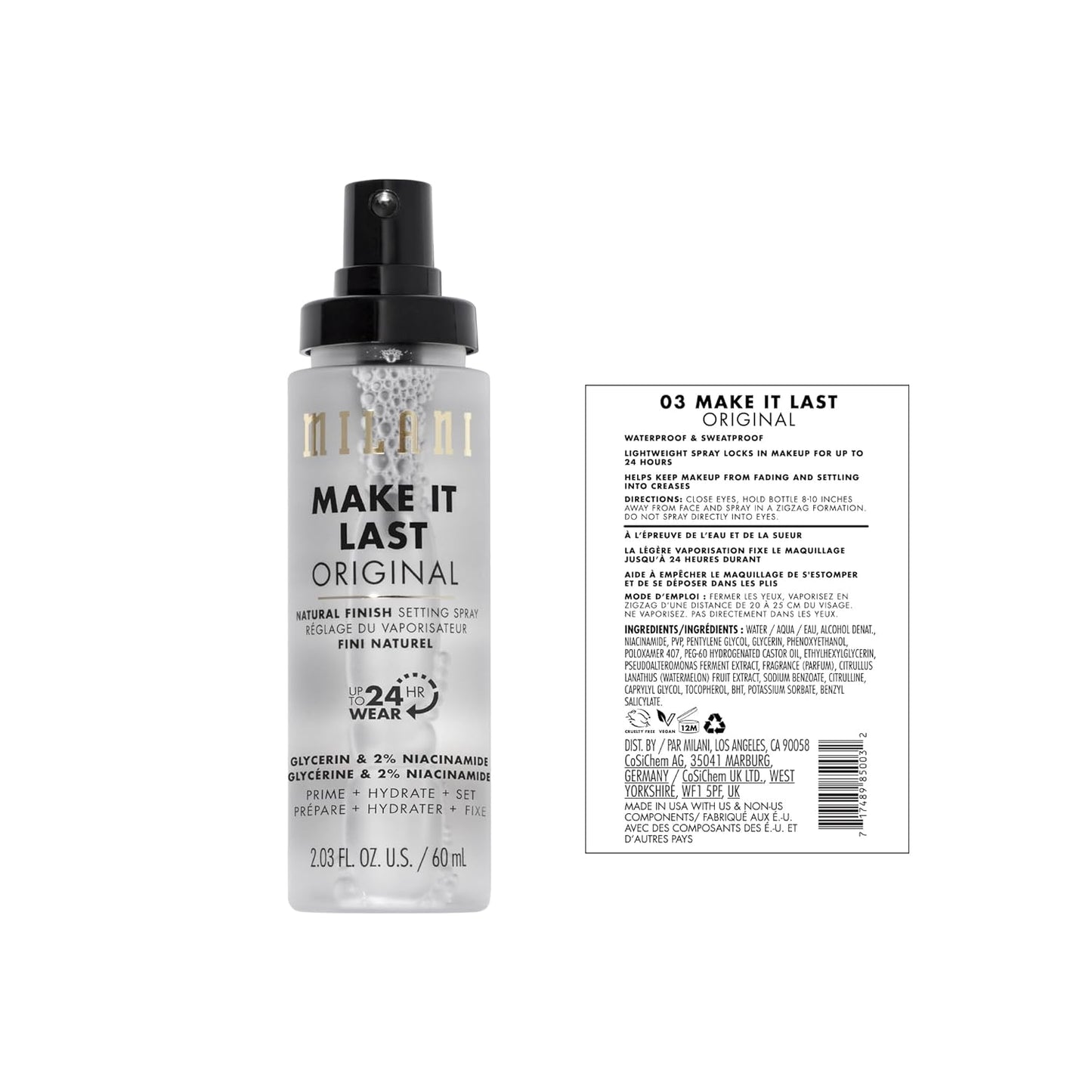 Milani Setting Spray & Primer 2-Pack | Hydrating Niacinamide & Matte Charcoal