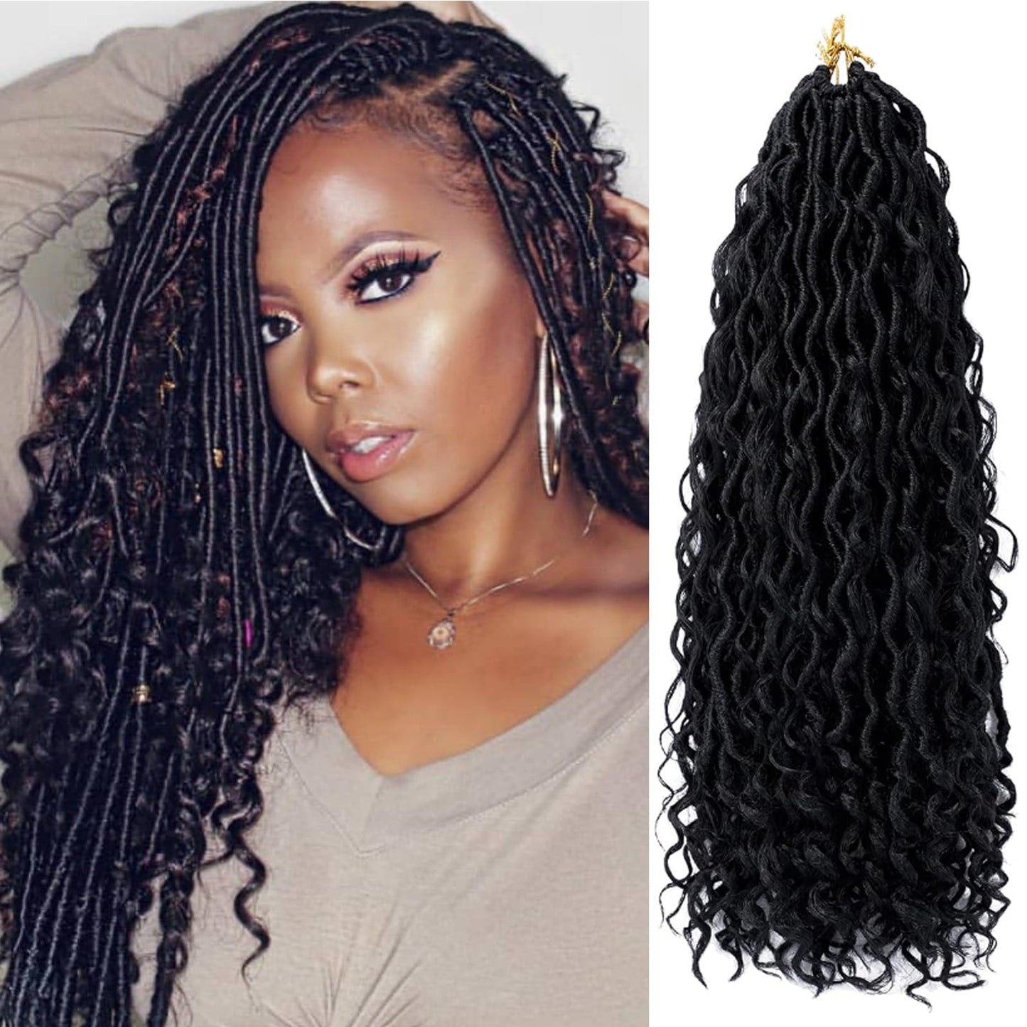 Goddess Locs Crochet Hair 22 Inch Faux Locs Crochet Hair For Women Soft River Locs Short Curly Pre Looped Crochet Braids With Cu