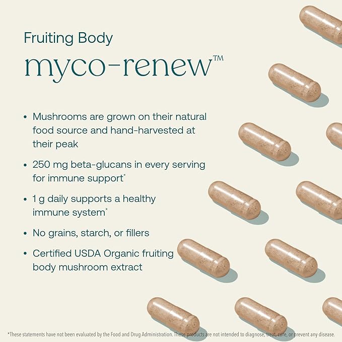 True Grace Mushroom Myco-Renew Blend Daily Immune Support - 120 Count Capsules - Organic