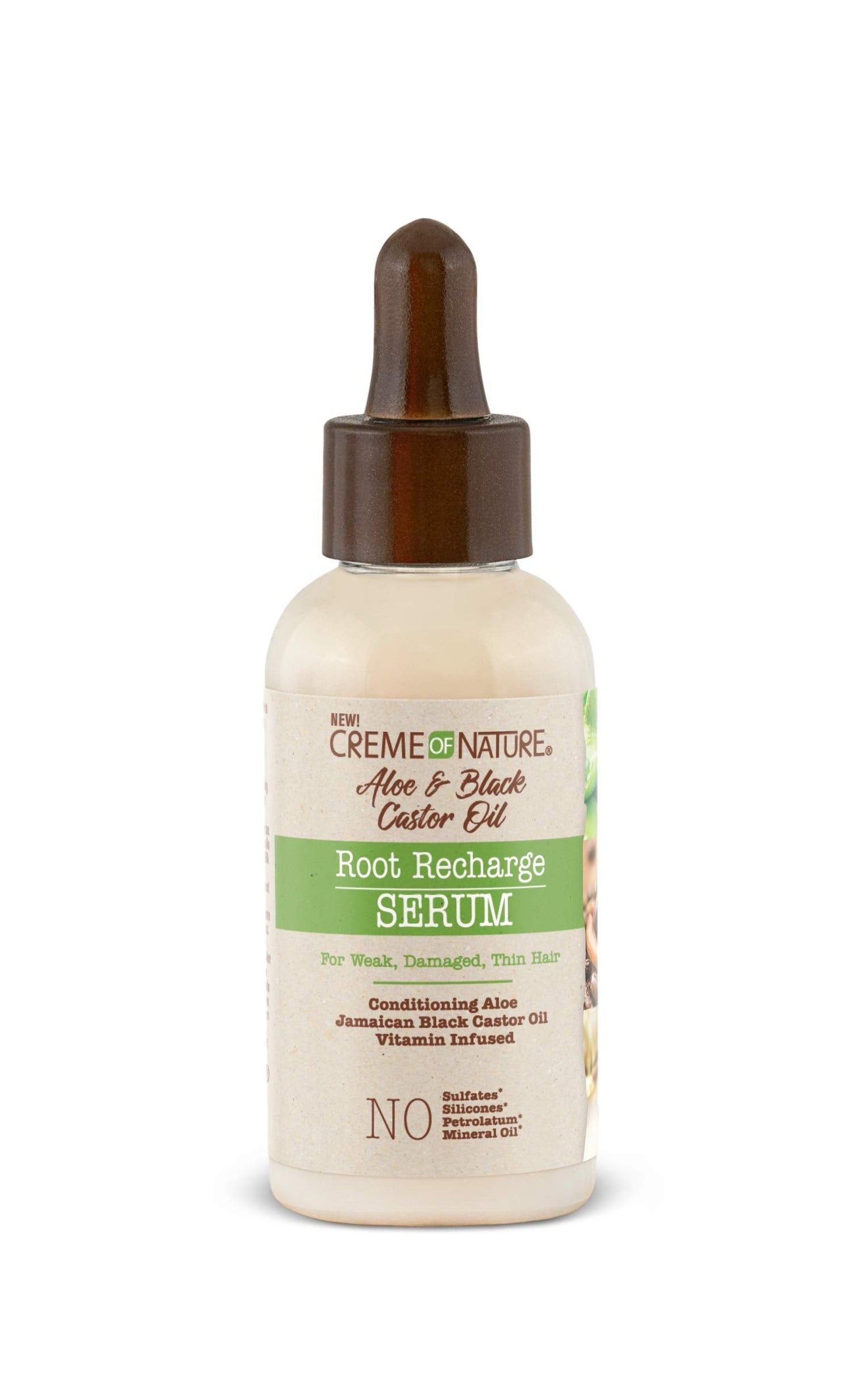 Creme of NatureRoot Recharge Serum, Aloe & Black Castor Oil Formula, for Weak, Damaged, Thin Hair, 1.7 Oz