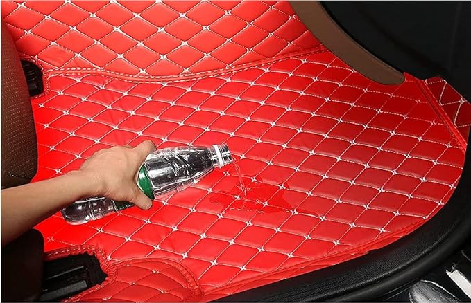 Custome Car Mats Accessories All Weather Floor mats Compatible with Automotive Floor Mats Passenger car mats (Wine red Black)