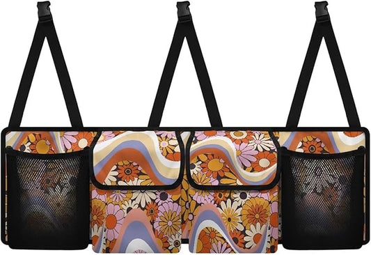 Floral Flowers Trunk Organizer Suv Collapsible Cargo Bag Sturdy Car Storage Organizer for Women SUV,Cars,Vans,Space Saving Expert