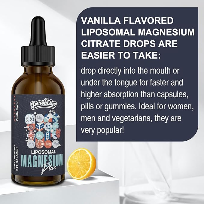 Liposomal Magnesium Citrate Drops for Gut and Bone Health, Mood and Stress Management, Powerful Formula with Vitamin B6 and Zinc Gluconate 60ml (2.04 Fl Oz (Pack of 4))