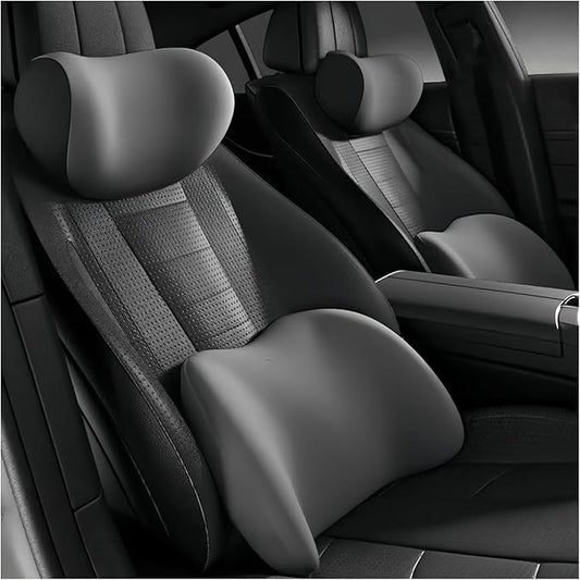 Car Lumbar Support Pillow and Car Neck Pillow Kit for Alfa Romeo 145 146 147 155 156 159 164 166 33 75 90 4C 8C, Car Seat Neck Back Rest Pillows, Ergonomic Car Seat Headrest & Lumbar Cushion
