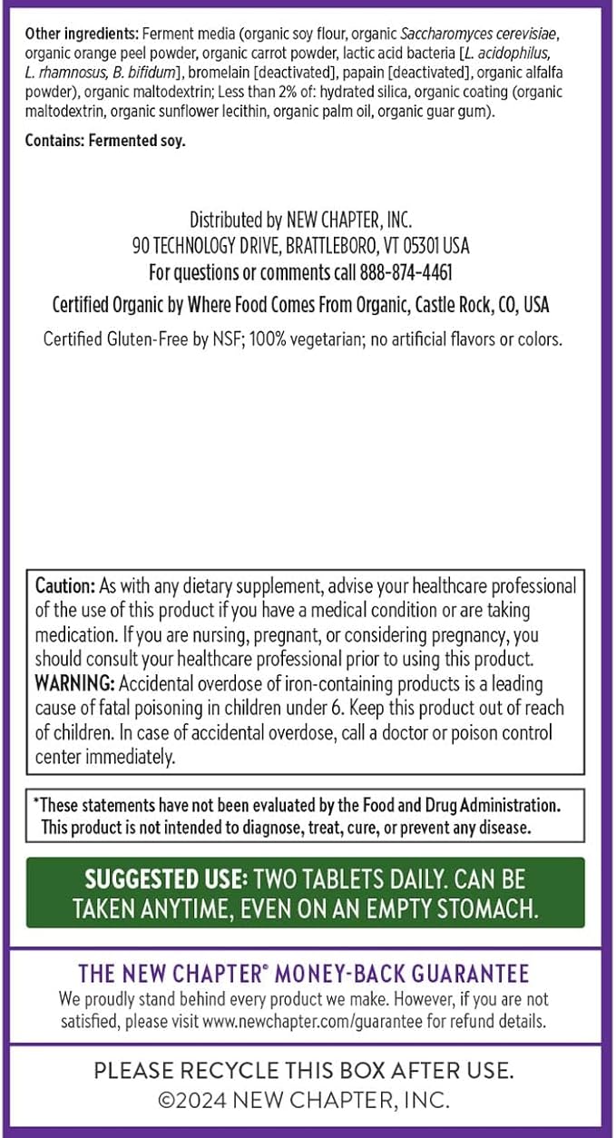 New Chapter Women's Multivitamin Advanced Formula for Stress, Bone, Immune, Beauty & Energy Support, Higher Levels of Whole-Food Fermented Essential Nutrients for Women + Iron + Vitamin D3, 72 Count
