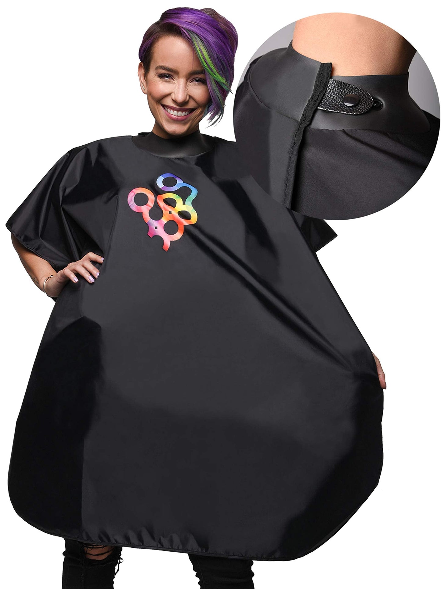 Framar Shampoo Screen Salon Cape, Hair Cape - Shampoo Cape With Snap Closure And Rubberized Collar, For Hair Dye, Hair Color, Co