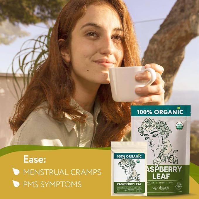 Organic Raspberry Leaf Tea (PACK of 3) - Red Raspberry Leaves for PMS Symptoms, Hormone Balance, Menstural Cramps - Womens Health Support