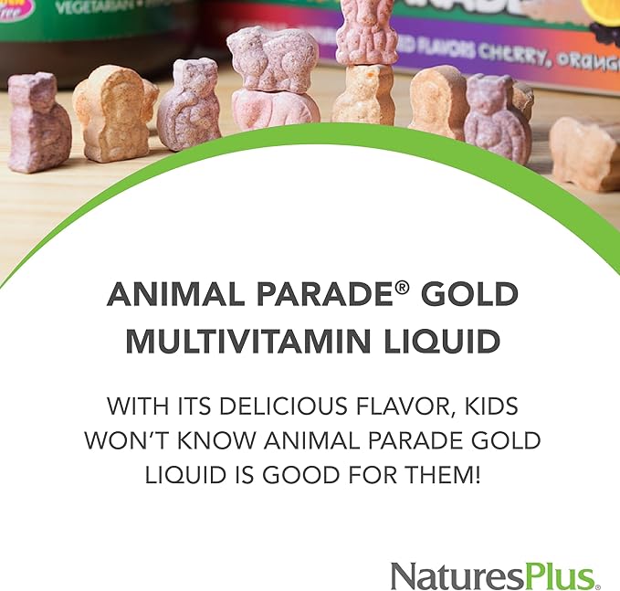 Natures Plus Animal Parade Gold Children's Liquid Multivitamin, Natural Tropical Berry - 30 oz, Pack of 2 - Immune Support Supplement - Vegetarian, Gluten Free - 120 Total Servings
