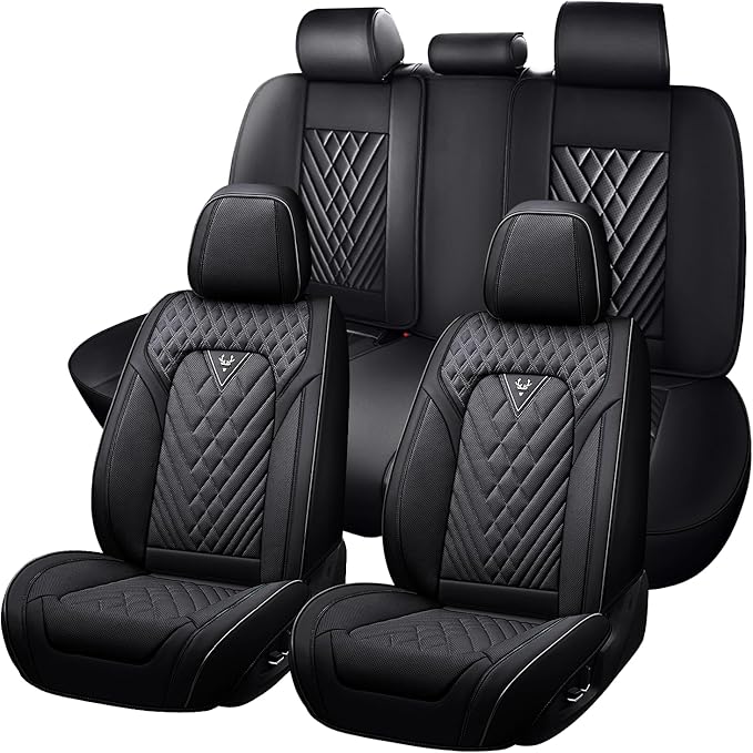 Truck Seat Covers for Ford F250 2011-2026, Waterproof Premium Leather Full Coverage Car Seat Cover, Muscle Sport Style Auto Interior Seat Cover Sets (Full Set/Black)