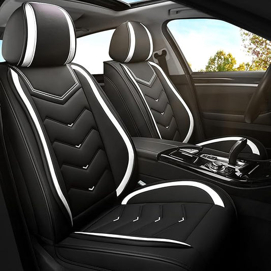 Car Seat Covers for Lexus ES 350 2007-2026, Premium Nappa Leather Car Seat Cover, Stylish Sport Seat Covers， Automobile Seat Cover Sets.(Standard 2 Seats/Black White)