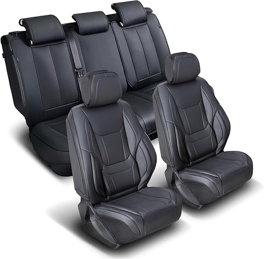 Coverland Custom Fit Car Seat Covers for Car Compatible with [2006-2020 Ford Fusion, 2016-2026 Toyota Prius] Premium Waterproof Non-Slip Interior Seat Protector [Full Set Black - Size Chart X68]