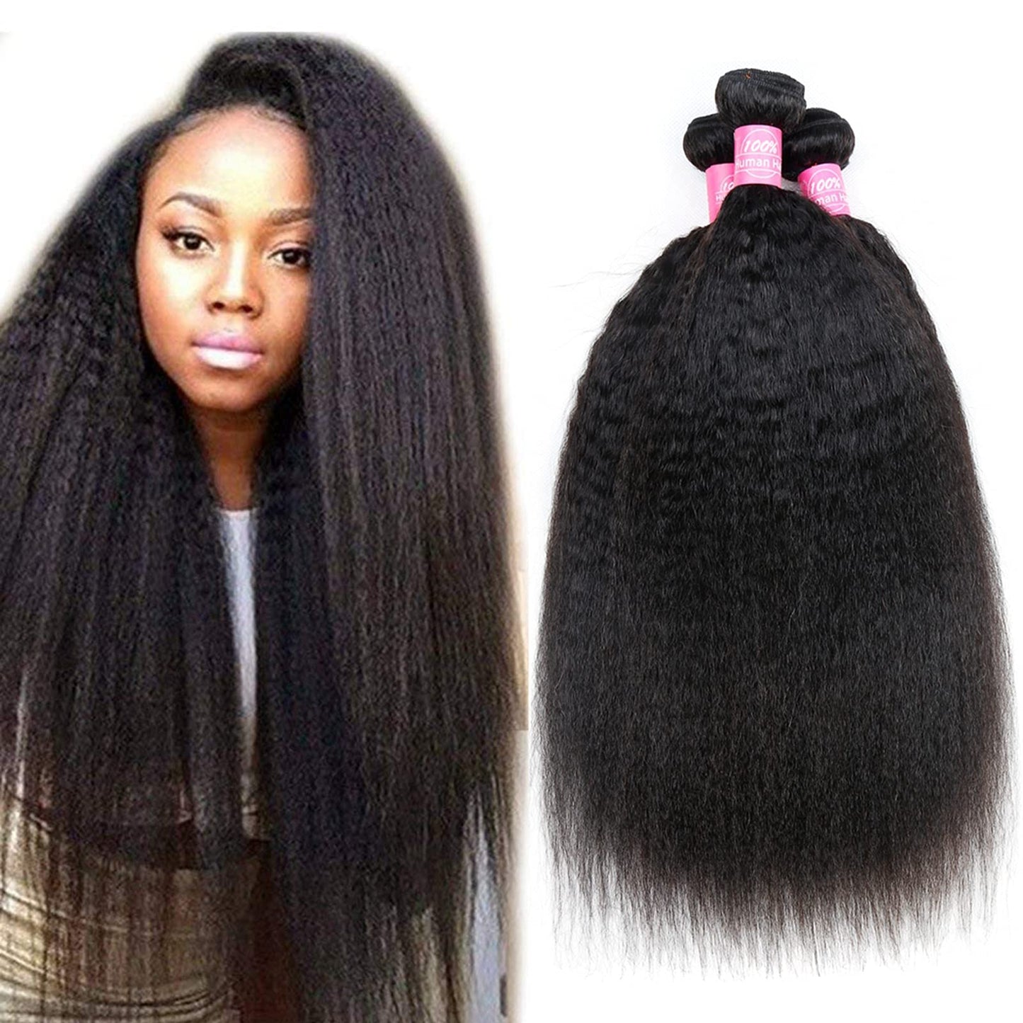 Odir Kinky Straight Human Hair Bundles 12 12 12 Inch Unprocessed 9A Brazilian Yaki Straight Virgin Hair 3 Bundles Kinky Straight