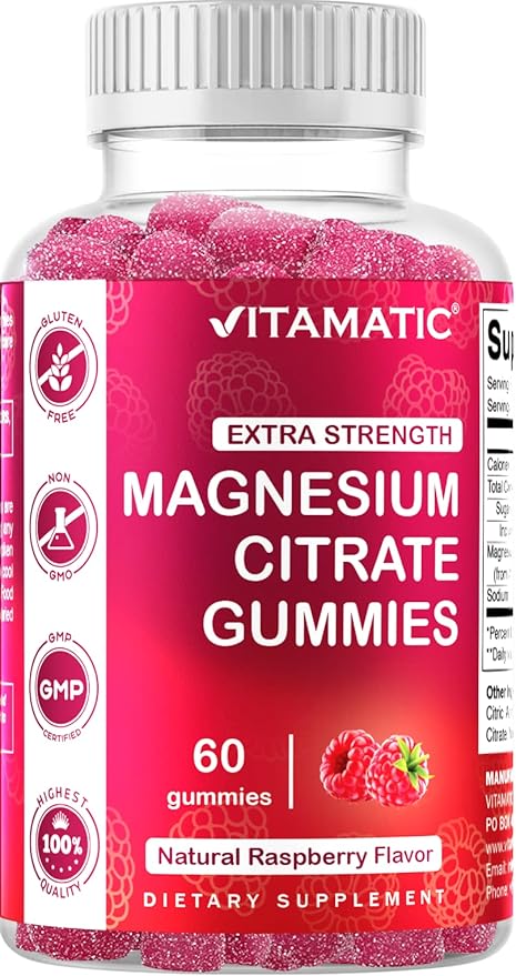 Vitamatic Extra Strength Magnesium Gummies – 255 mg (Elemental Magnesium) per Serving – 60 Vegan Gummies Supports Relaxation, Muscle & Nerve Function, Bone Health & Energy Production