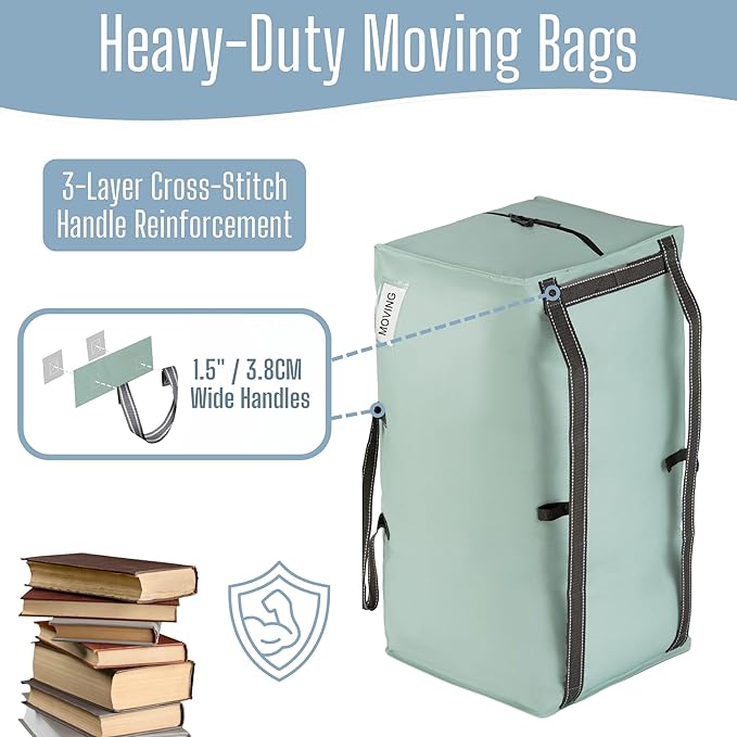 VENO 4 Pack Heavy Duty Moving Bags with Backpack Straps, Zippers & Handles, Extra Large Packing Bags for College Dorm Essentials, Moving Supplies Alternative to Cardboard Moving Boxes