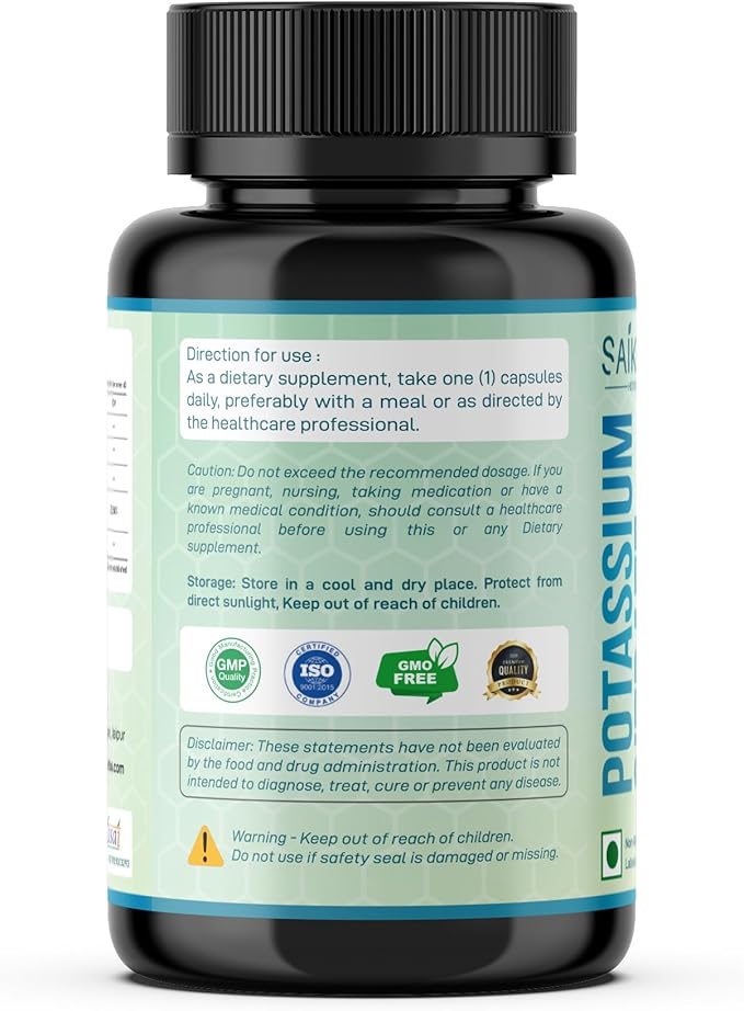Potassium Citrate 800 mg High Absorption Potassium Supplement - 60 Servings Supports Electrolyte Balance - Pure and Potent