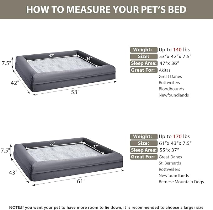 WNPETHOME XXXL Big Dog Bed, Washable Dog Couch with Removable Waterproof Cover, Orthopedic Large Pet Sofa Bed with Bolster Sides for Sleeping