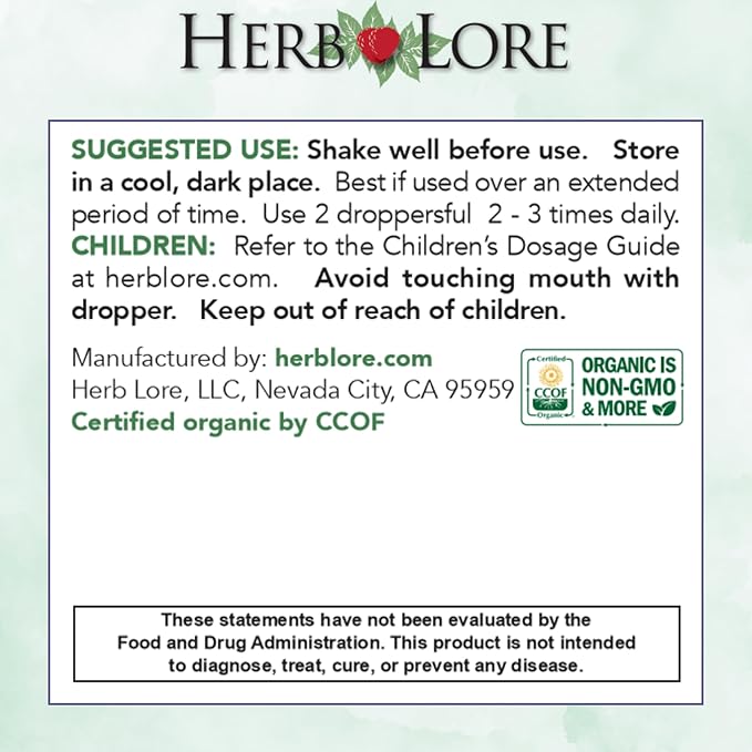 Herb Lore Iron Tonic - Organic Liquid Iron Drops Supplement for Kids & Women - Baby, Infant & Toddler Friendly - Plant Based, Vegan, Gentle, Non Constipating Herbal Tincture (4 fl oz)