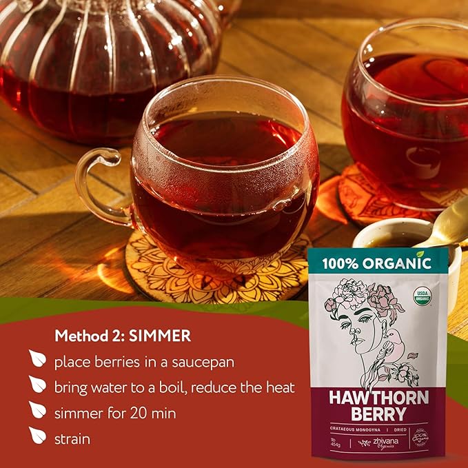 4 LB Value Pack Hawthorn Berries Organic - Hawthorne Berry Tea Organic - Pressure Balance, Heart, Digestion, Immune Support – Non-GMO, No Additives - Ideal for Herbal Tea & Remedies