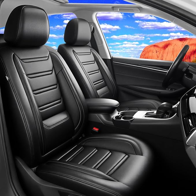 Fit CX-7 Car Seat Covers for Select Mazda CX7 2006-2012, Premium Full Coverage Leather, Airbag Compatible & Scratch-Resistant, Waterproof All Weather Seat Protector, Full Set, Black