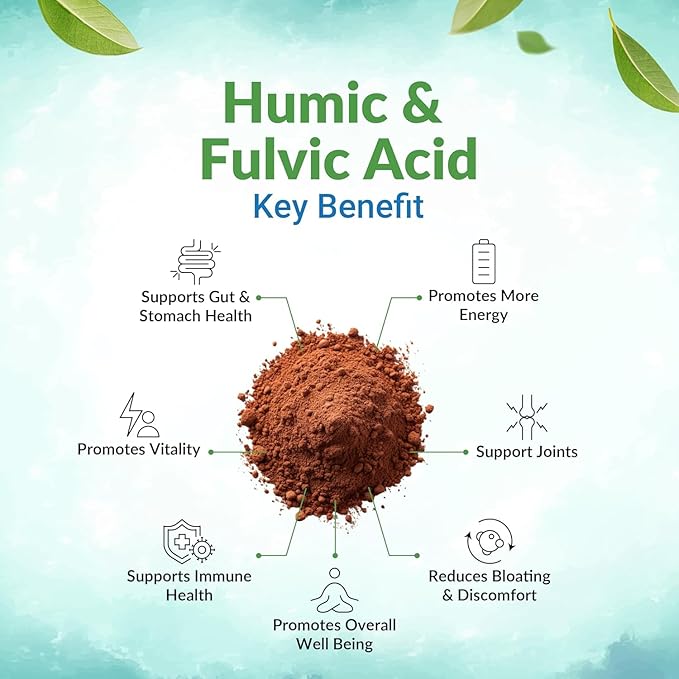 Humic & Fulvic Acid Powder 60g, (120 Servings of 500mg Each) Known to Contain Plant-Based Trace Minerals, Amino Acids & Vitamins, Zero Chemicals, Sugar Free & Gluten Free. Made in Canada