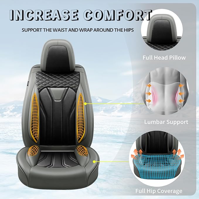 Fit HRV Car Seat Covers Compatible with Honda HRV 2016-2025 2026, Premium Leather Breathable, Wear Resistant, Airbag Compatible, All-Weather Protection & Full Coverage, Full Set Gray&Black