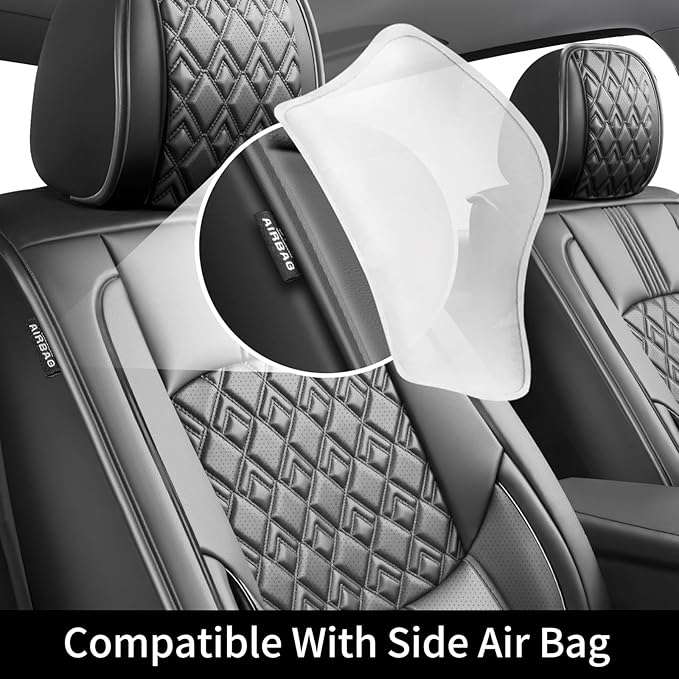 Fit Fj Cruiser Car Seat Covers for Toyota Fj Cruiser 2007-2013 2014 - Upgraded Premium Waterproof & Breathable Leather, Airbag Compatible, All-Weather Seat Cushion Protector (Full Set, Black)
