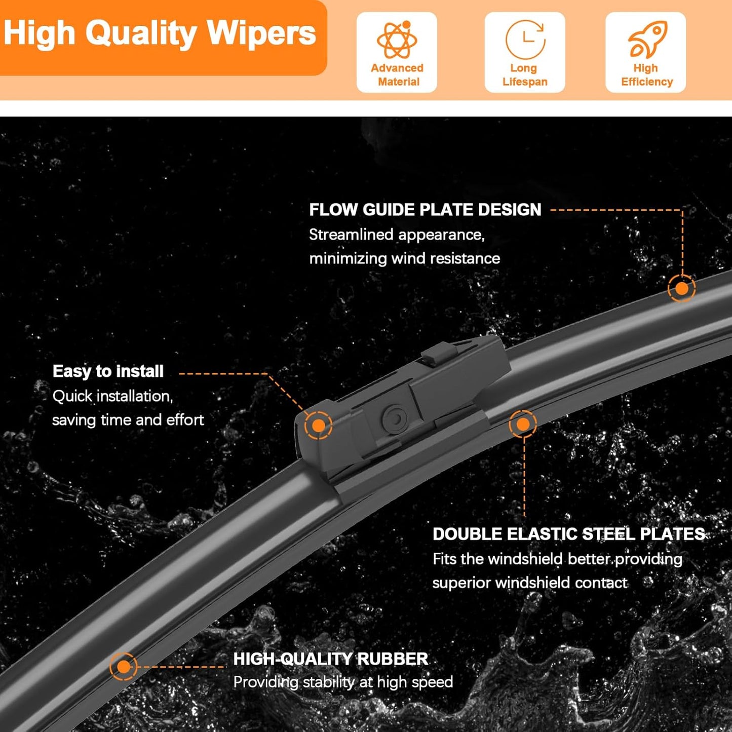 HULADAED® 26''+14''+12'' Windshield Wipers Replacement forNissan Rogue 2008-2013 Nissan Rogue Select 2014-2015,Silicone Front Rear Wiper blades for MY Car-All Weather & Quiet(3 PACK)